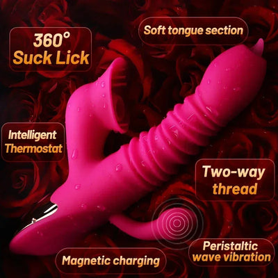 3 ใน 1 เครื่องสั่น Clitoris Sucking Stimulator สําหรับผู้หญิงช่องคลอด G Spot ใส่ Telescoping Dildo นวดหญิงผู้ใหญ่ Sex Toy