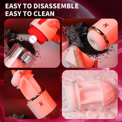 เครื่องปั๊มสุญญากาศสำหรับผู้ชายเครื่องเซ็กซ์ทอยแบบใช้ลิ้นแบบสั่นอัตโนมัติสำหรับปากลึก