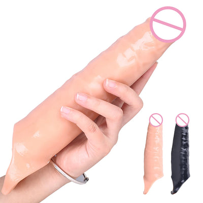 ชุดใหญ่อวัยวะเพศชาย Dildo Extender ขยาย Condom Cock Extension Dick ขยายเซ็กซ์ทอยสำหรับเกย์ Time Delay Sexshop