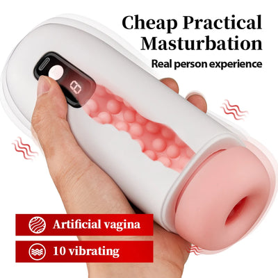 Male Masturbation Cup Automatic Vibrating Realistic Vagina Penis Blowjob Stroker Adult Sex Toys
