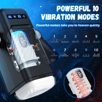 อัตโนมัติชายMasturbatorอมควยเครื่องMan Sex Toy 10 Thrusting Vibrating & โหมดความร้อนจริงช่องคลอดMasturbationถ้วย