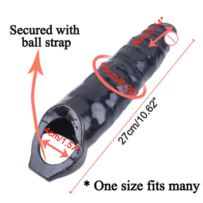 27ซม.ขยายอวัยวะเพศชาย Extender แขน Reusable Condom Dildo Dick Extension Delay Ejaculation ผู้ใหญ่สินค้าเซ็กซ์ทอยสำหรับ Man Shop