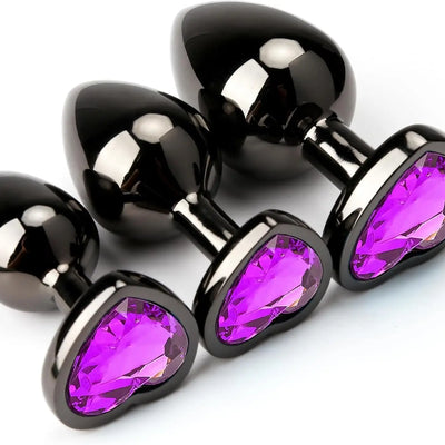 Anal Plug 3PCS ของเล่น Anal การฝึกอบรมชุดโลหะ Butt Plug ผู้ใหญ่เทรนเนอร์ชุดของเล่นคริสตัลเพชร S & M ผู้ใหญ่เกย์
