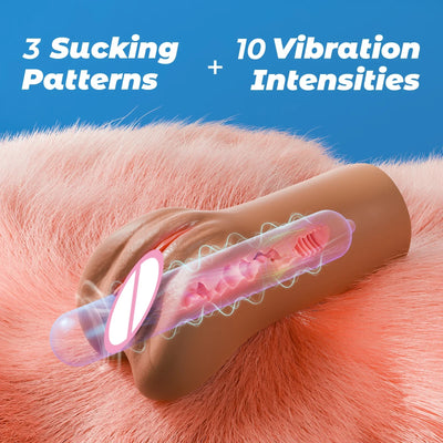 ชายความใคร่ด้วยตนเองช่องคลอดที่สมจริงพ็อกเก็ตหีหมกมุ่นถ้วยที่มี3ดูดและ10การสั่นสะเทือนผู้ใหญ่เซ็กส์ทอยสําหรับผู้ชาย