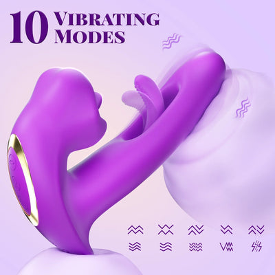 2 ใน 1 สมจริงริมฝีปาก Clitoris Vibrator สําหรับผู้หญิง G Spot Sex Toy 10 กระพือ Vibrating และเลียลิ้นโหมด ...