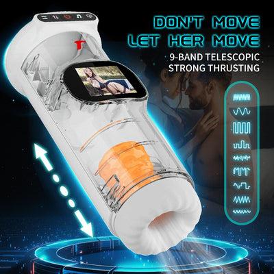 เครื่องสำเร็จความใคร่ด้วยตัวเองของผู้ชายและอวัยวะเพศชายเครื่องดูดอัตโนมัติหน้าจอภาพไฟฟ้าเซ็กซ์ทอยเครื่องบินผู้ใหญ่หดได้