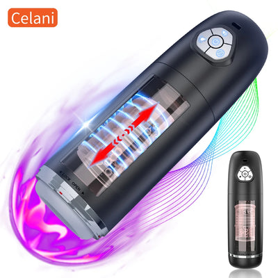 6 IN 1 Male Masturbator Cup Automatic Telescopic Rotating Pussy Real Vagina Masturbation Blowjob Adults Sex Toys for Men