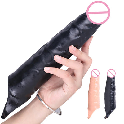 27ซม.ขยายอวัยวะเพศชาย Extender แขน Reusable Condom Dildo Dick Extension Delay Ejaculation ผู้ใหญ่สินค้าเซ็กซ์ทอยสำหรับ Man Shop