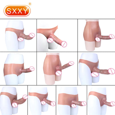SXXY ซิลิโคนชาย Strapon Hollow Dildo อวัยวะเพศชายกางเกง Masturbators เซ็กซี่อวัยวะเพศชายสมจริง Dildos เลสเบี้ยนของเล่น