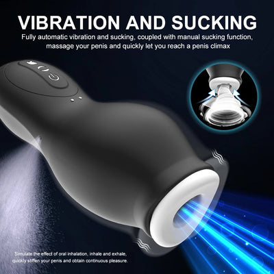 Automatic Male Masturbator Sex Toys Vibration Blowjob Sucking Real Vagina Oral Masturbation Cup Sex Tooys for Men Adult Goods 18