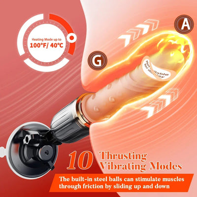 Telescopic เครื่องทําความร้อน Dildo Vibrator เพศอัตโนมัติปืนรีโมทคอนโทรลหญิงเครื่องสําหรับผู้หญิงไฟฟ้าของเล่นสําหรับผู้ใหญ่