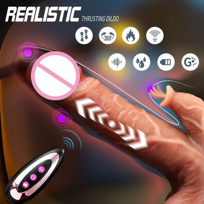 Telescopic Vibrator Dildo ที่สมจริงช่องคลอด Masturbation Orgasm อวัยวะเพศชายใหญ่ Anal Plug หมุนที่มีประสิทธิภาพผู้ใหญ่ของเล่นสําหรับผู้หญิงเกย์