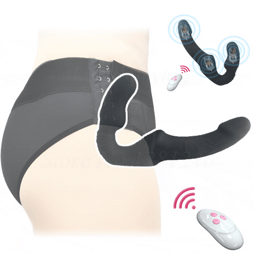 10 Speeds Strapless Strapon Dildo Vibrator Female Double Vibrating G Spot Adult Sex Toys for Women Couple Anal Prostate Massager