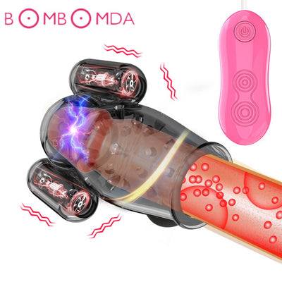 12 Speed Remote Conntrol Double Bullet Glans Vibrator for Men Penis Exerciser  Penis Glans Trainer for Delay Ejaculation Sex Toy