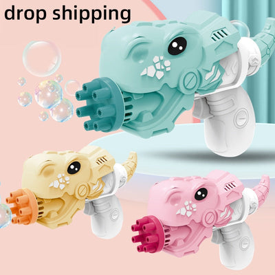 Children's Toys Porous Dinosaur Shark Bubble Gun Electric Cartoon Fan Bubble Machine Boys and Girls Blowing Bubble Toys