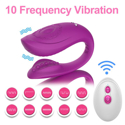 Couple Share Clitoris Vagina G-spot Stimulator Vibrator U Shape Wireless Remote Control Bendable Double Vibrator Sex Toys