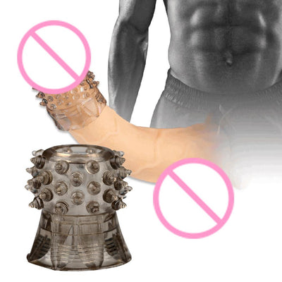 Drop Shipping Men Spike Soft TPE Cock Ring Extender Penis Sleeve Delay Time Adults Sex Product