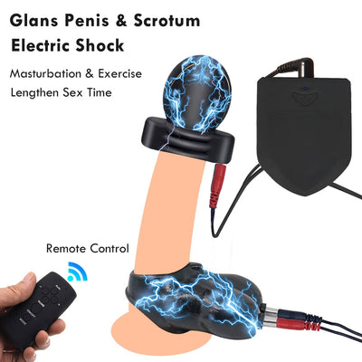 Electric Shock Glans Trainer SM Male Masturbator Scrotum Bondage Massage Chasity Cage Wireless Remote Control Sex Toys BDSM
