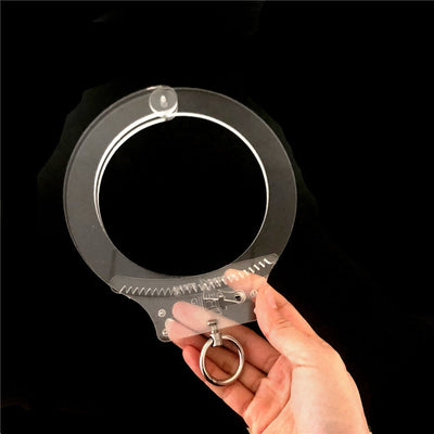 Latest Clear Crystal Adjustable Restraint Necklet Collar with Metal Ring Restraint Adult Bondage Bdsm Sex Toy for Male Female