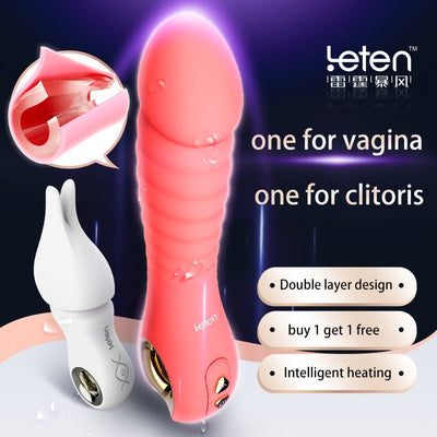 Leten 2 Pcs/set Portable Vibrator Kit Include Fairy Wand Electromagnetic Pulse Thrusting and Powerful Lovely Bullet Vibrator