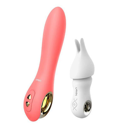 Leten 2 Pcs/set Silicone Vibrator Set Include Powerful Lovely Bullet Vibrator and Electromagnetic Pulse Thrusting Fairy Wand