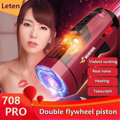 Leten 708 Male Masturbator Automatic Rotation Telescopic Heating Sucking Realistic Vagina Vibrator Masturbation Cup Male Sex Toy