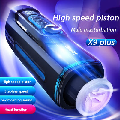 Leten Retractable High Speed Piston Male Masturbator Moaning Thrusting Heating Vagina Masturbation Cup Pussy Sex Toys for Men